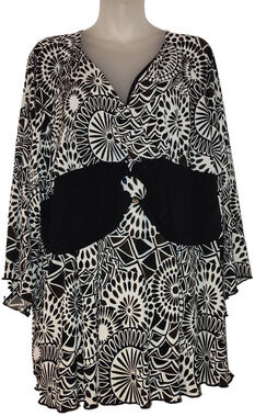 Cato Woman Women’s Black White Patterned V Neck Bow Waist Dress Size 22/24W BG22